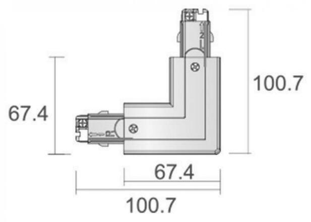 Deko-Light kolejnicový systém 3-fázový 230V D Line 90d-spojka levé-pravé 220-240V AC/50-60Hz černá RAL 9011 100,7  710038