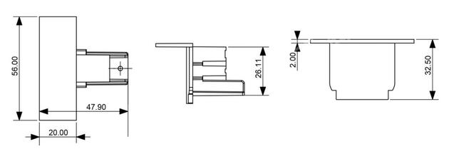 Deko-Light 3-fázový kolejnicový systém, D Line koncovka pro vestavnou kolejnici RAL 9010 bílá 56 mm 710103