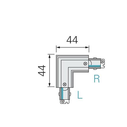 Deko-Light 1-fázový kolejnicový systém, D One 90°-spojka, levé, 220-240V bílá RAL 9016 73 mm 720016