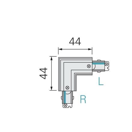 Deko-Light 1-fázový kolejnicový systém, D One 90°-spojka, pravé, 220-240V bílá RAL 9016 73 mm 720018