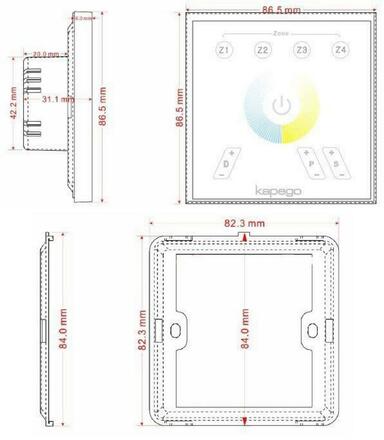 Light Impressions KapegoLED řídící jednotka Touchpanel RF White 220-240V AC/50-60Hz 2 CH  843019