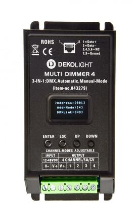 Deko-Light nízkonapěťový DMX stmívač (CV, DC), MULTI-LED-stmívač, DMX/auto/manuál, konstantní napětí, 12-48V/DC DMX512 4 CH 843279