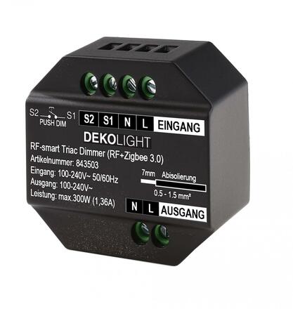 Deko-Light stmívač, RF-smart, 230V, 300W, IP20 RF / Zigbee 3.0 / Intelli-Push / triak 843503
