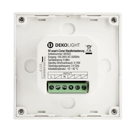 Deko-Light ovládání RF - RF-smart, nástěnné dálkové ovladání, bílá, 230V, 4 zóny, Single/CCT/RGB/ 843522