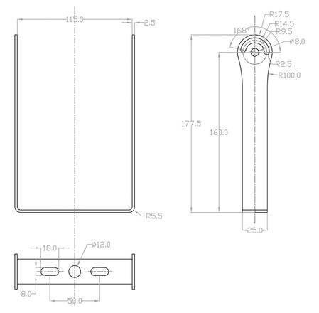Deko-Light držák na stěnu pro Vega OnOff, hloubka 177 mm, délka 35 mm 930742