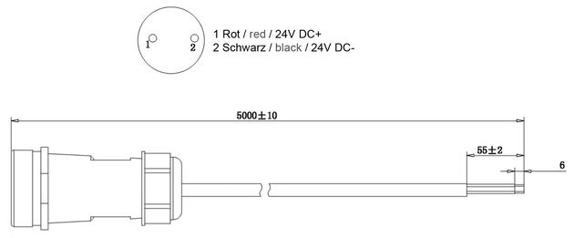 Deko-Light Weipu HQ 12/24/48V přívodní kabel 2-pólový kabelový systém5000 mm 940039
