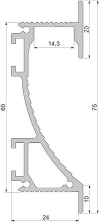 Deko-Light sádrokartonový-profil, nástěnná římsa EL-02-12 stříbrná elox 3000 mm 975496