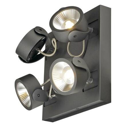 BIG WHITE KALU, nástěnné a stropní svítidlo, čtyři žárovky, LED, 3000K, obdélníkové, černé, 60° 1000135
