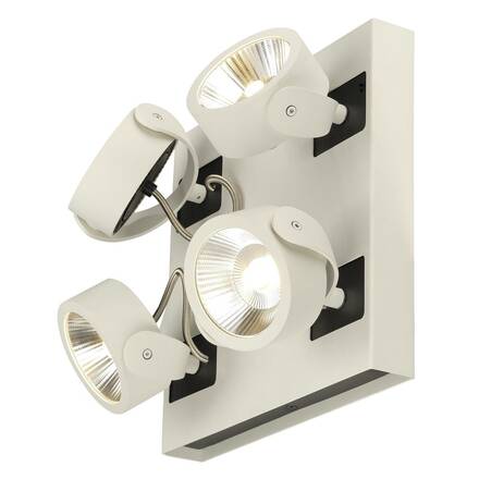 BIG WHITE KALU, nástěnné a stropní svítidlo, čtyři žárovky, LED, 3000K, obdélníkové, bílé/černé, 60° 1000136