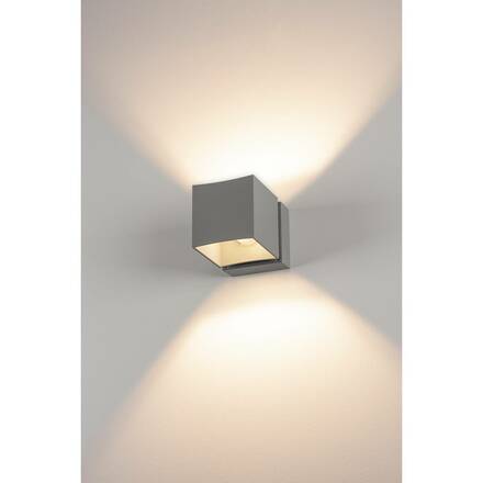 BIG WHITE SQUARE TURN, venkovní nástěnné svítidlo, QT14, IP44, stříbrošedé, max. 42 W 1000335
