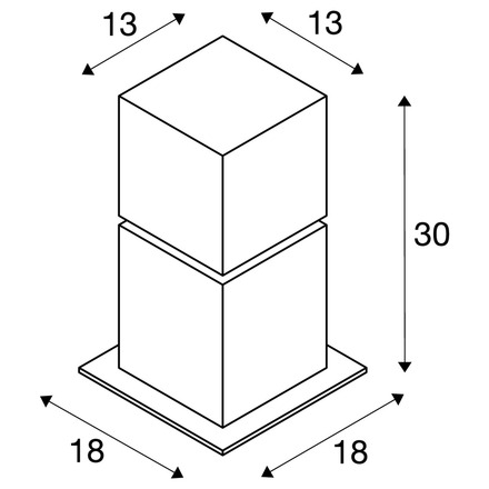 BIG WHITE SQUARE POLE 30, venkovní stojací lampa, TC-TSE, IP44 , hranatá, nerezová ocel 304, D/Š/V 18/18/30 cm, max. 20W 1000344