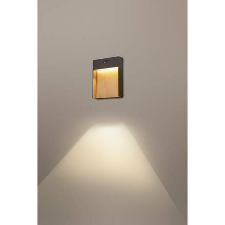 BIG WHITE FLATT SENSOR Outdoor, nástěnné LED svítidlo, 3000K, IP65, antracitové/hnědé 1002955