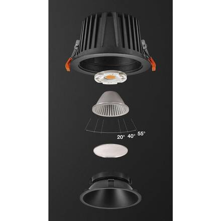 BIG WHITE NUMINOS DL XL vnitřní LED zápustné stropní svítidlo černá/černá 3000 K 40° 1004012