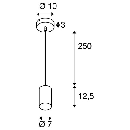 BIG WHITE (SLV) ASTO TUBE závěsné svítidlo, GU10, délka závěsu 250 cm, max. 10 W, černá 1006431