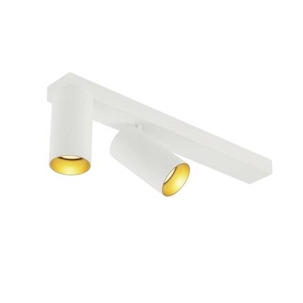 BIG WHITE (SLV) KAMI stropní přisazené svítidlo, double, long, 2x max. 10 W, GU10, bílá/zlatá 1007728