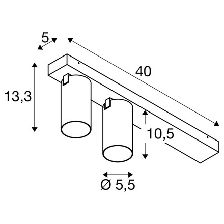BIG WHITE (SLV) KAMI stropní přisazené svítidlo, double, long, 2x max. 10 W, GU10, černá 1007733