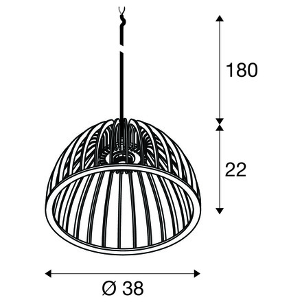 BIG WHITE (SLV) WUD závěsné světlo, E27, půlkulaté, otevřená koncovka kabelu, 1x max. 60W, černá 1008045