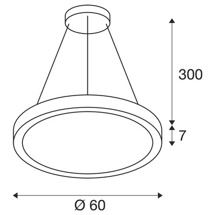BIG WHITE (SLV) MEDO RING 60 závěsné svítidlo, délka závěsu 300 cm, 3000/4000K, 110°, DALI, dotykové, černé 1008589