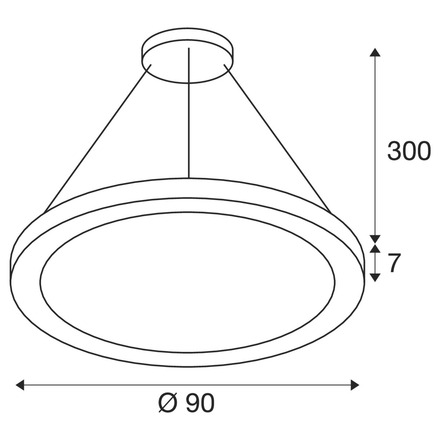 BIG WHITE (SLV) MEDO RING 90 závěsné svítidlo, délka závěsu 300 cm, 3000/4000K, 110°, PHASE, bílé. 1008596