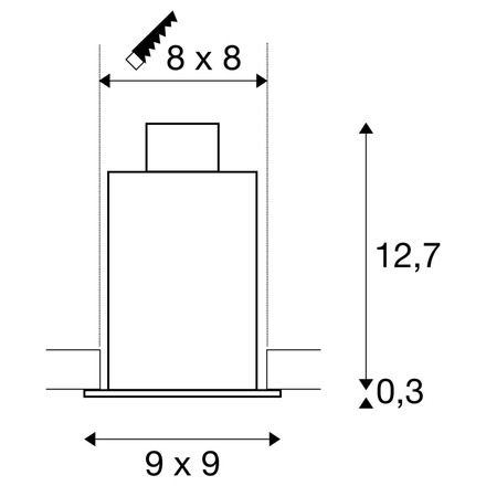 BIG WHITE KADUX 1, vestavné svítidlo, jedna žárovka, QPAR51, hranaté, bílé matné, max. 50 W, vč. upínacích pružin 115511