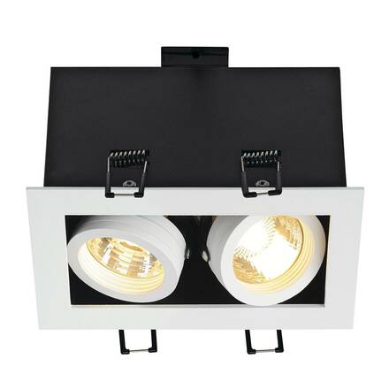 BIG WHITE KADUX 2, vestavné svítidlo, dvě žárovky, QPAR51, obdélníkové, bílé matné, max. 100 W, vč. upínacích pružin 115521