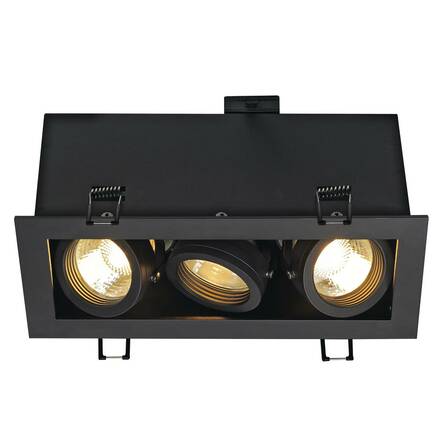 BIG WHITE KADUX 3, vestavné svítidlo, tři žárovky, QPAR51, obdélníkové, černé matné, max. 150 W, vč. upínacích pružin 115530