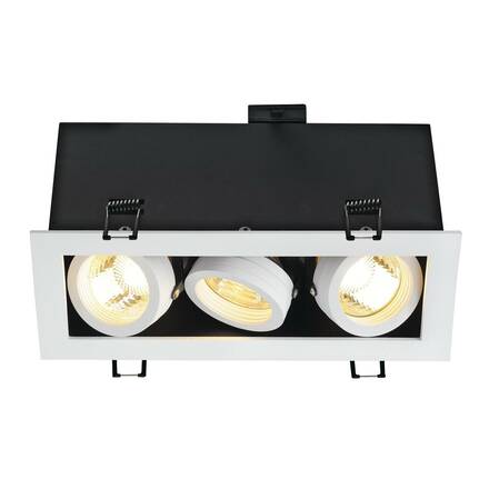 BIG WHITE KADUX 3, vestavné svítidlo, tři žárovky, QPAR51, obdélníkové, bílé matné, max. 150 W, vč. upínacích pružin 115531