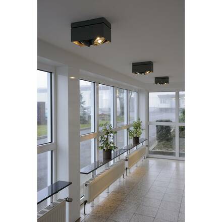 BIG WHITE KARDAMOD, stropní svítidlo, dvě žárovky, QPAR111, obdélníkové, černé matné, max. 150 W 117110