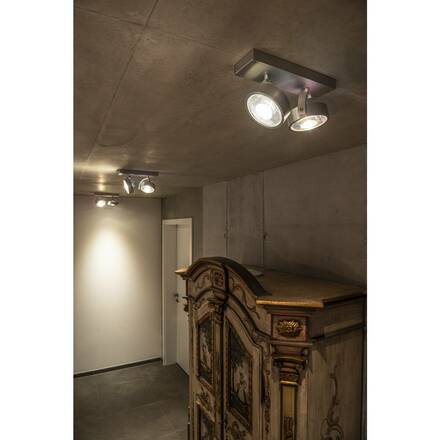 BIG WHITE KALU, nástěnné a stropní svítidlo, dvě žárovky, QPAR111, kulaté, kartáčovaný Al, max. 150 W 147316