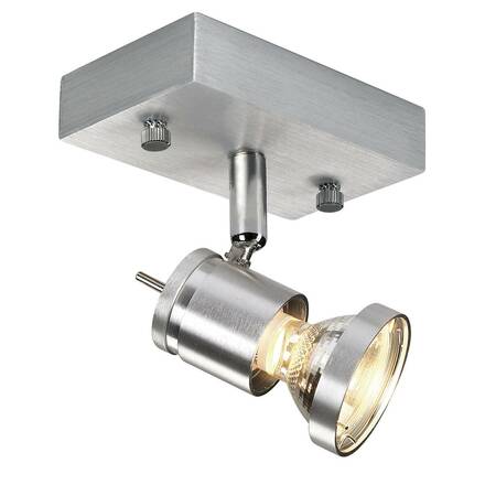 BIG WHITE ASTO 1, nástěnné a stropní svítidlo, jedna žárovka, QPAR51, kartáčovaný Al, max. 75 W 147441
