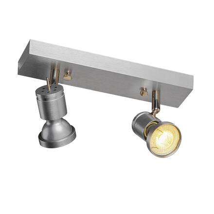 BIG WHITE ASTO 2, nástěnné a stropní svítidlo, dvě žárovky, QPAR51, kartáčovaný Al, max. 150 W 147442