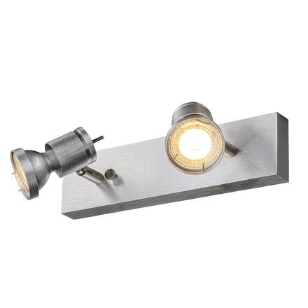 BIG WHITE ASTO 2, nástěnné a stropní svítidlo, dvě žárovky, QPAR51, kartáčovaný Al, max. 150 W 147442