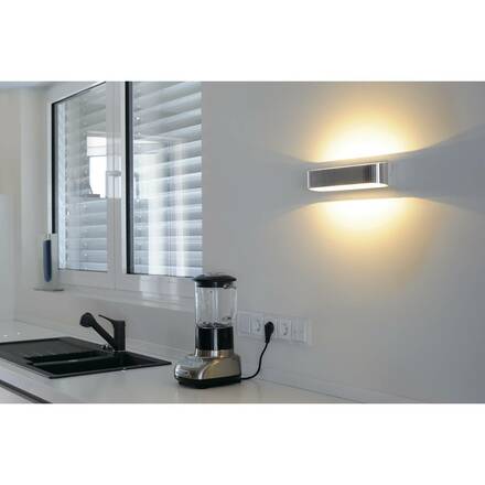 BIG WHITE ASSO 300, nástěnné svítidlo, LED, 3000K, oválné, kartáčovaný Al/bílé, D/Š/V 30/9,5/7 cm 151275