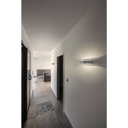 BIG WHITE ASSO 300, nástěnné svítidlo, LED, 3000K, oválné, kartáčovaný Al/bílé, D/Š/V 30/9,5/7 cm 151275