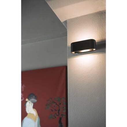 BIG WHITE OSSA 150, nástěnné svítidlo, QT-DE12, oválné, up/down, černé, D/Š/V 18/8/7 cm, max. 100 W 151450