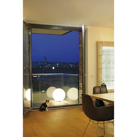 BIG WHITE ROTOBALL FLOOR 50, venkovní stojací lampa, TC-(D,H,T,Q)SE, IP44, koule, bílá, pr. 50 cm, max. 24 W 227221