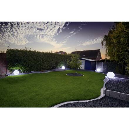 BIG WHITE ROTOBALL FLOOR 50, venkovní stojací lampa, TC-(D,H,T,Q)SE, IP44, koule, bílá, pr. 50 cm, max. 24 W 227221