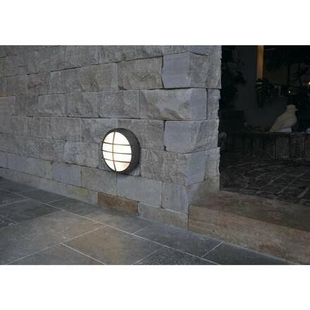 BIG WHITE BULAN GRID, venkovní nástěnné a stropní svítidlo, A60, IP44, kulaté, antracit, max. 50 W, kryt PC 229085