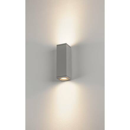 BIG WHITE THEO, venkovní nástěnné svítidlo, QPAR51, IP44, hranaté, up/down, stříbrošedé, max. 70 W 229532