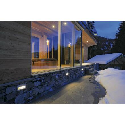 BIG WHITE BRICK DOWNUNDER, venkovní nástěnné vestavné svítidlo, LED, 3000K, IP54, obdélníkové, stříbrošedé 229702