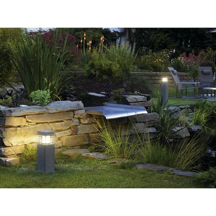 BIG WHITE ARROCK GRANITE, venkovní stojací lampa, TC-(D,H,T,Q)SE, IP44, hranaté, žula, sůl a pepř, žula, D/Š/V 12/12/40 cm, max.