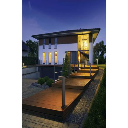 BIG WHITE QUADRASYL 75, venkovní stojací lampa, úsporná žárovka GX53, IP44, hranatá, stříbrošedá, D/Š/V 19/22,5/75 cm, max. 11 W