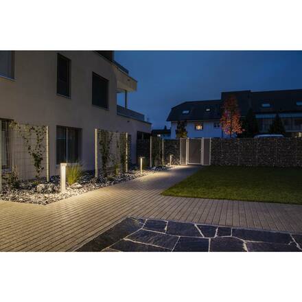 BIG WHITE QUADRASYL 75, venkovní stojací lampa, úsporná žárovka GX53, IP44, hranatá, stříbrošedá, D/Š/V 19/22,5/75 cm, max. 11 W