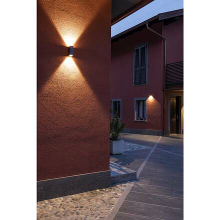BIG WHITE QUAD 2 XL, nástěnné svítidlo, LED, 3000K, IP44, hranaté, up/down, antracit, 3,2 W 232445