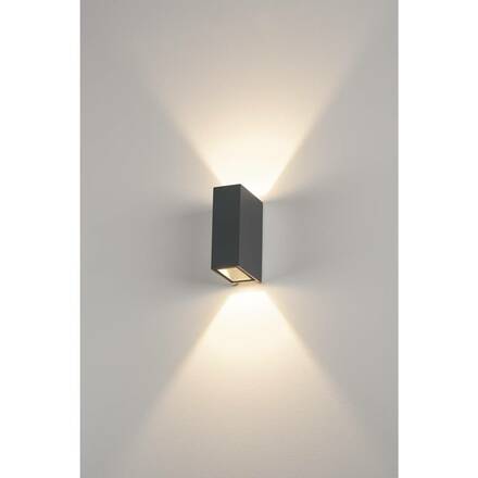 BIG WHITE QUAD 2 XL, nástěnné svítidlo, LED, 3000K, IP44, hranaté, up/down, antracit, 3,2 W 232445