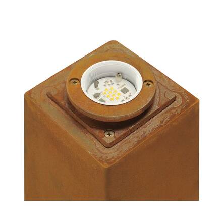 BIG WHITE RUSTY SQUARE 70, venkovní stojací lampa, LED, 3000K, hranatá, rezavé železo, D/Š/V 12/12/71 233437