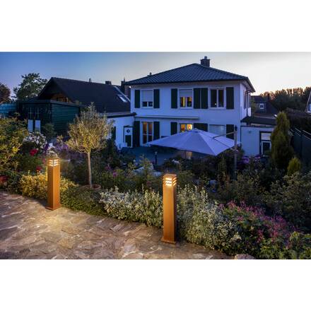 BIG WHITE RUSTY SQUARE 70, venkovní stojací lampa, LED, 3000K, hranatá, rezavé železo, D/Š/V 12/12/71 233437