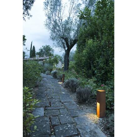 BIG WHITE RUSTY SLOT 50, venkovní stojací lampa, LED, 3000K, rezavé železo, D/Š/V 12/12/50 cm 233447