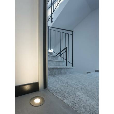 BIG WHITE DASAR 92 LED LV, venkovní zapuštěné podlahové svítidlo, LED, 3000K, IP67, kulaté, krycí lišta kartáčovaná nerezová oce