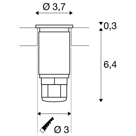 BIG WHITE DASAR MINI 37, venkovní zapuštěné podlahové svítidlo, LED, 3000K, IP67, kulaté, kartáčovaná nerezová ocel, 12–24 V, 2 